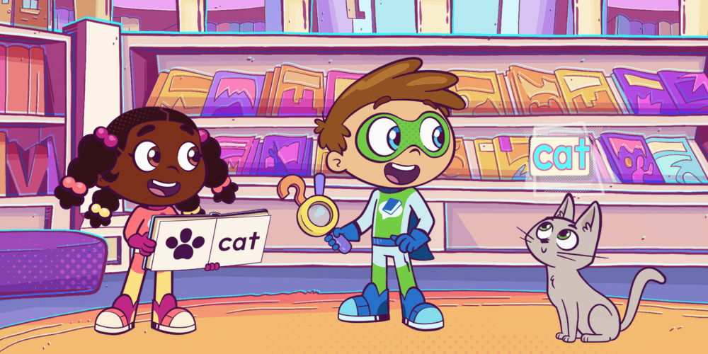 Super Why's Comic Book Adventures -Power Paige, Super Why and a cat